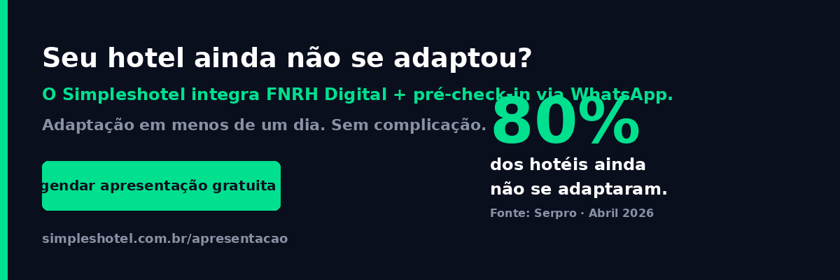Simpleshotel: integração FNRH digital e check-in digital hotel obrigatório
