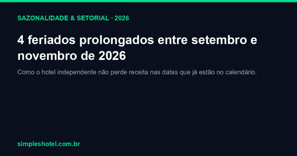 4 feriados prolongados entre setembro e novembro de 2026 no calendario do hotel independente