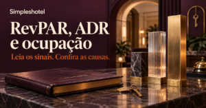Capa editorial ilustrativa gerada por IA: RevPAR, ADR e ocupação, leia os sinais e confira as causas