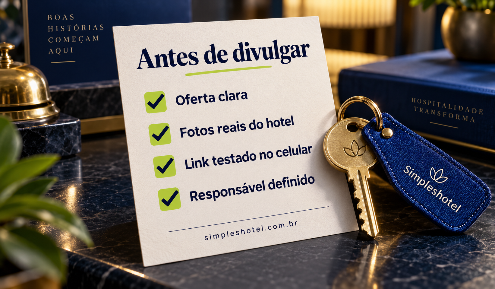 Checklist de revisão do calendário comercial e da janela de reserva do hotel