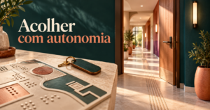 Composição editorial sobre informação e autonomia na hospedagem