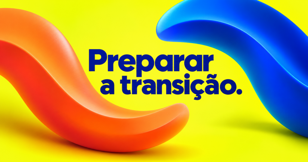 Composição editorial abstrata sobre preparar a transição de um processo de NFS-e, sem reproduzir uma tela ou documento oficial.